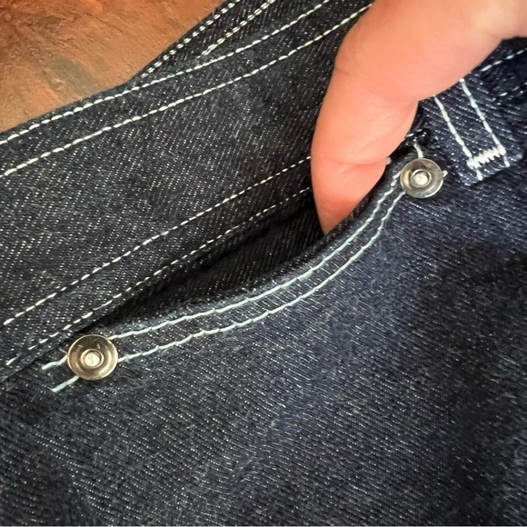 VINTAGE Pizzazz 1970s Denim Straight Leg High Rise Jeans Dark Wash Deadstock - Picture 7 of 13